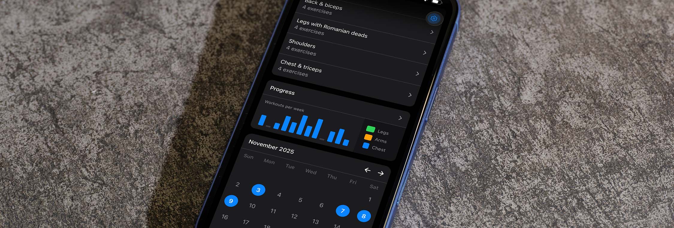Best workout tracker app home screen showing progress summary and training stats