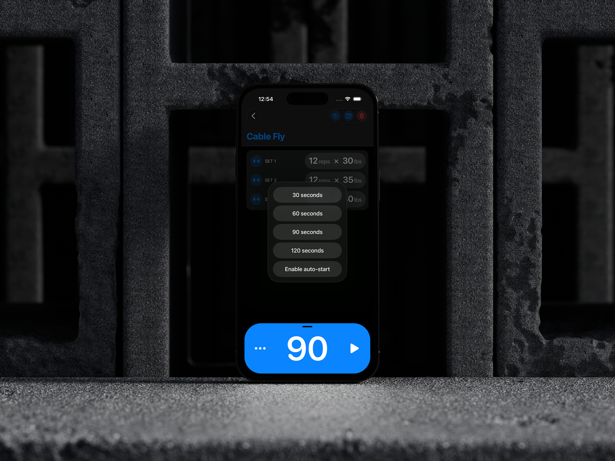 Rest timer configuration settings in best workout tracker app