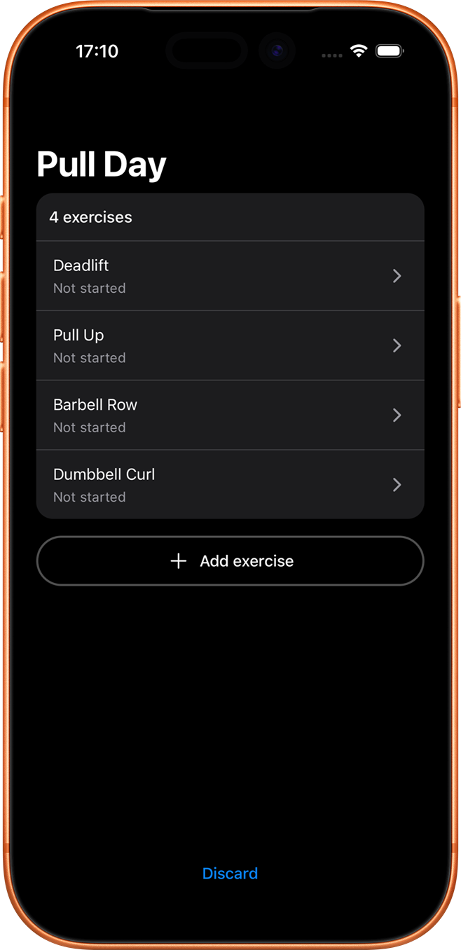 Saved workout templates - Best iOS workout tracker