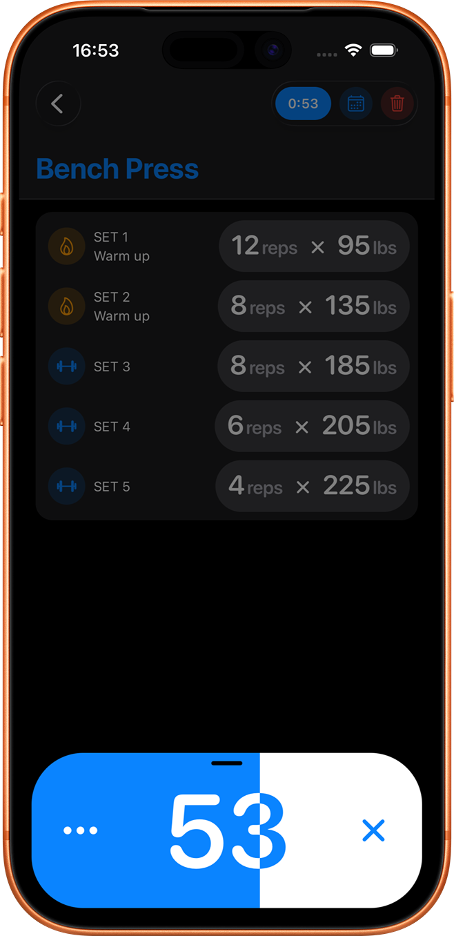 Smart rest timer - Best iOS workout tracker